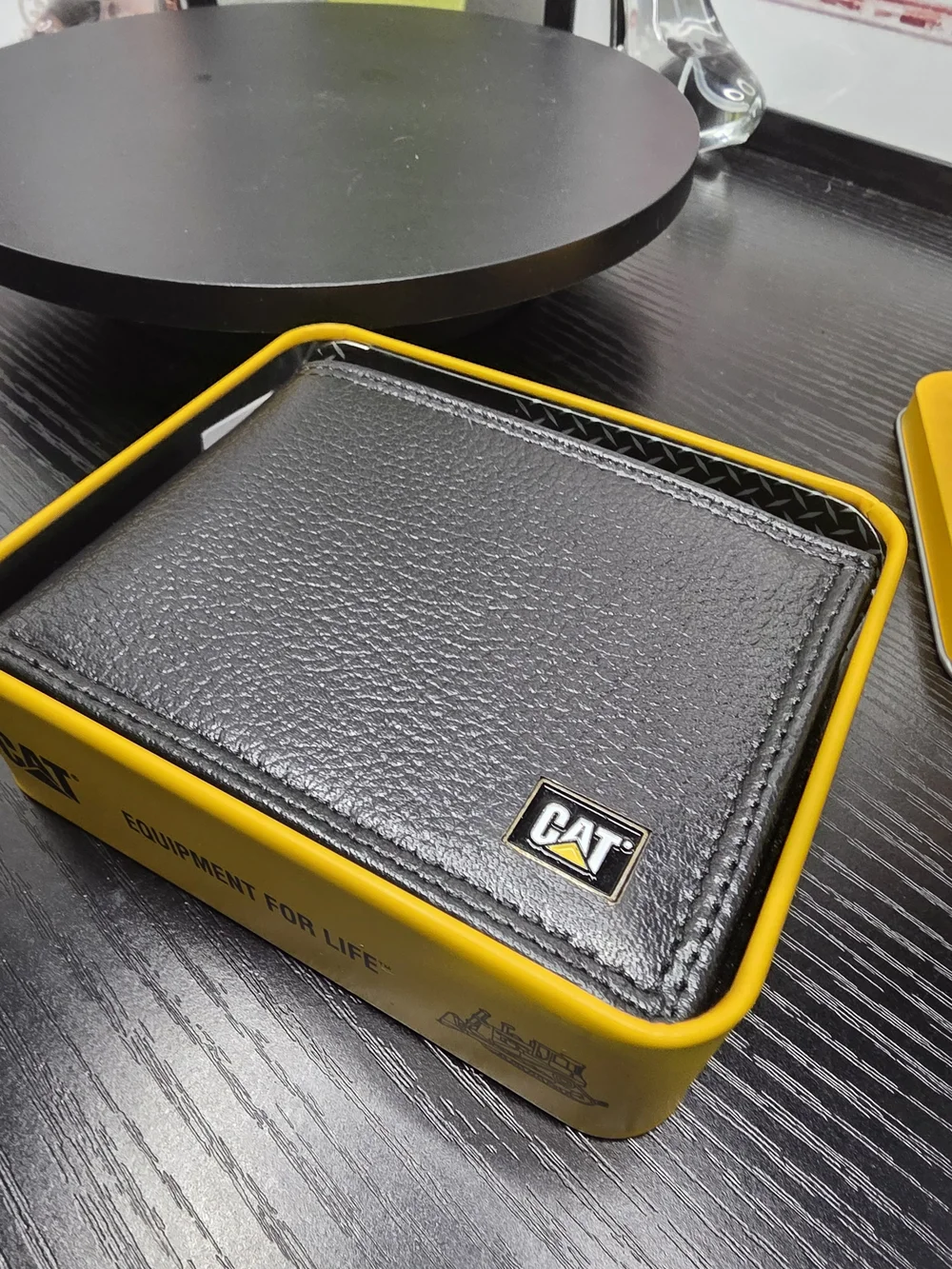 CAT Black Leather Bifold Wallet
